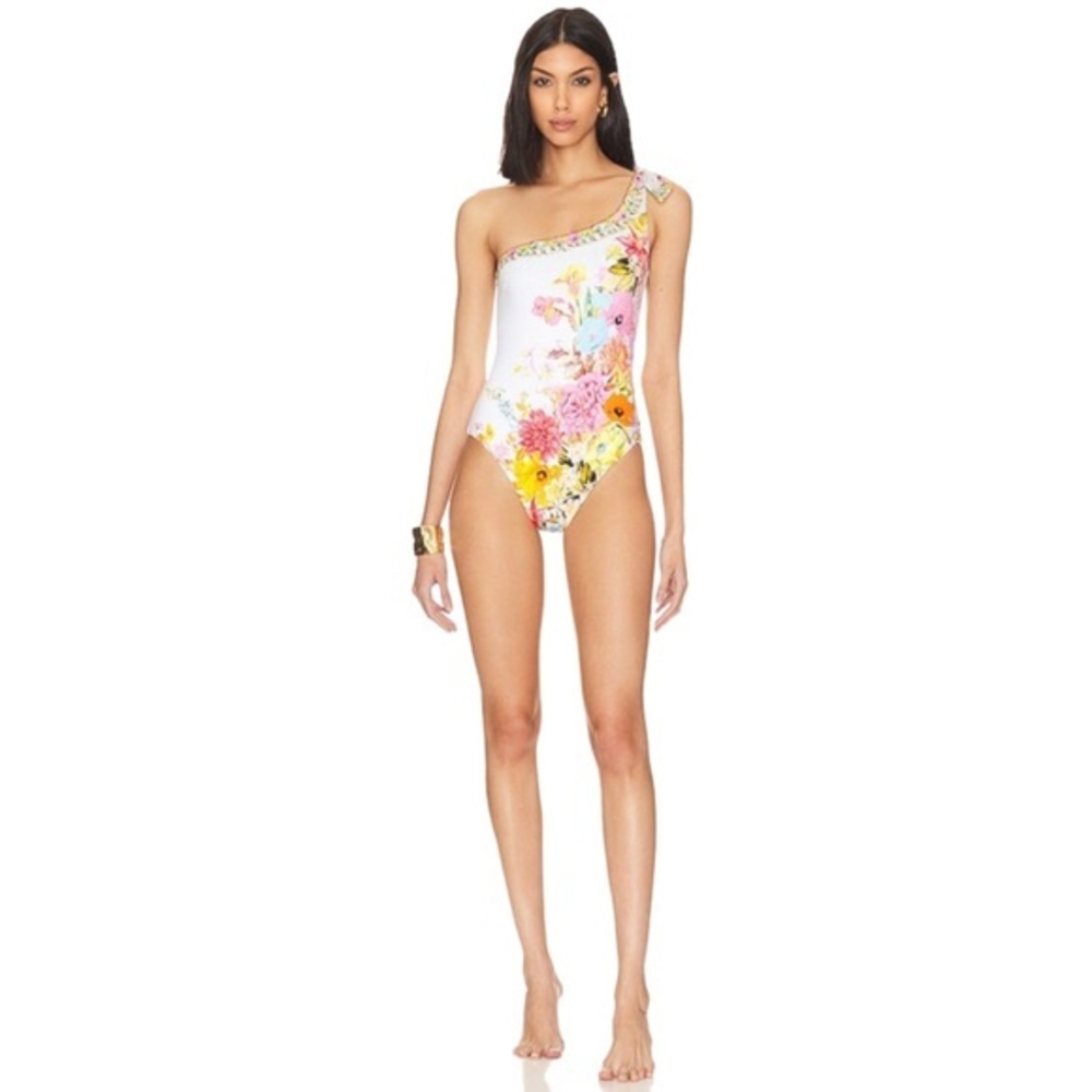 CAMILLA ONE SHOULDER TIE SWIMSUIT
